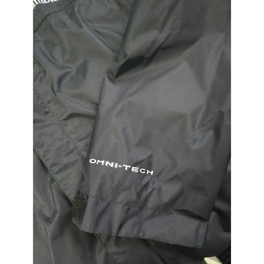 Columbia Omni-Tech Rain Jacket Black Hooded Waterproof Shell Boys Medium 10/12
